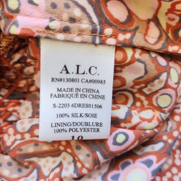 A.L.C. Carly Floral Silk Smocked Mini Dress Cap Sleeve Multicolor Chiffon - Picture 15 of 16